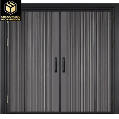 OEM Stainless Steel Entrance Door Golden Powder Coated Metal Exterior Doors