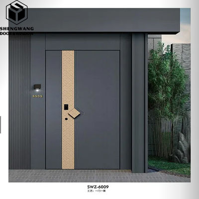 Gray Bedroom Aluminum Entrance Door Residential Aluminium Front Doors For Homes