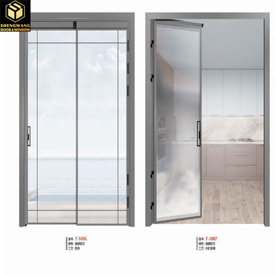 Silver Aluminum Sliding Glass Door Insulated Glass Aluminium Sliding Frame For Thermal Insulation