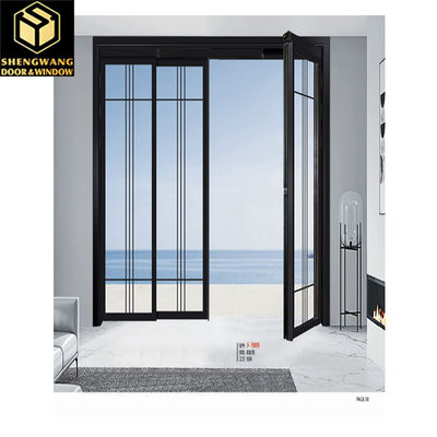 5mm 9A 5MM Black Aluminium Glass Doors Office Swing Half Aluminium Glass Hinged Door