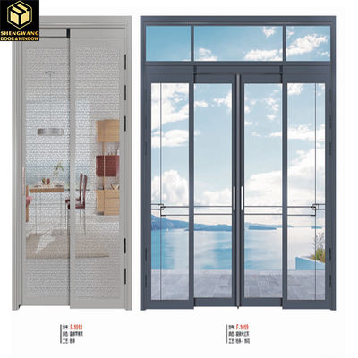 Surface Mount Office Swinging Half Door Triple Double Glass Hinged Indoor Door