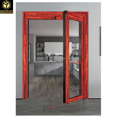 Red And Black Aluminium Glass Hinged Door Aluminium Big Folding Doors ODM