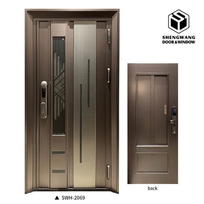 Silvery Fireproof Aluminium Bedroom Door Customized Color Mdf Solid Core Door ODM