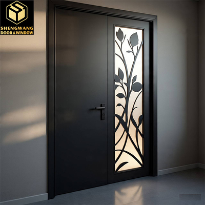 Handle Black Wooden Aluminium Garden Door Noiseless Aluminium Pivot Entrance Doors